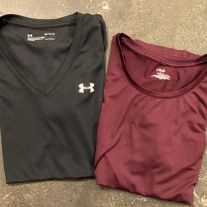 COPY - Two Medium Workout Sports Tops. Under Armour HeatGear & Fila Sport. Shor…